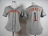 Womens Houston Astros #1 Carlos Correa 2015 Gray Cool Base Jerseys,baseball caps,new era cap wholesale,wholesale hats