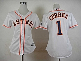 Womens Houston Astros #1 Carlos Correa 2015 White Cool Base Jerseys,baseball caps,new era cap wholesale,wholesale hats