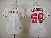 Womens Los Angeles Angels Of Anaheim #56 Kole Calhoun 2015 White Cool Base Jerseys,baseball caps,new era cap wholesale,wholesale hats