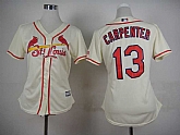 Womens St. Louis Cardinals #13 Matt Carpenter Cream Cool Base Jerseys,baseball caps,new era cap wholesale,wholesale hats