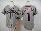 Youth Houston Astros #1 Carlos Correa 2015 Gray Cool Base Jerseys,baseball caps,new era cap wholesale,wholesale hats