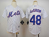 Youth New York Mets #48 Jacob Degrom 2015 White Pinstripe Jerseys,baseball caps,new era cap wholesale,wholesale hats