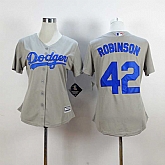 Womens Los Angeles Dodgers #42 Jackie Robinson 2015 Gray Majestic Stitched Jerseys,baseball caps,new era cap wholesale,wholesale hats