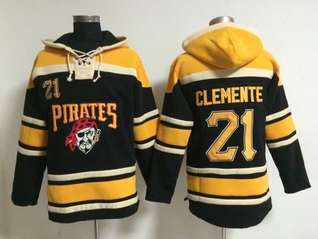 Pittsburgh Pirates #21 Roberto Clemente Black Stitched Hoodie