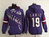 Womens Colorado Avalanche #19 Joe Sakic Purple Stitched Hoodie,baseball caps,new era cap wholesale,wholesale hats