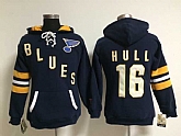 Womens St. Louis Blues #16 Brett Hull Dark Blue Stitched Hoodie,baseball caps,new era cap wholesale,wholesale hats