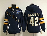 Womens St. Louis Blues #42 David Backes Dark Blue Stitched Hoodie,baseball caps,new era cap wholesale,wholesale hats