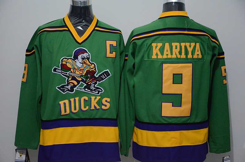 Anaheim Ducks #9 Paul Kariya Green-Yellow CCM Throwback Jerseys