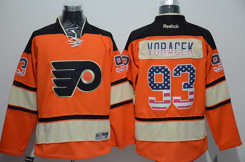 Philadelphia Flyers #93 Jakub Voracek USA Flag Fashion Orange Jerseys