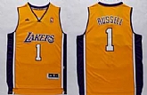 Los Angeles Lakers #1 D'Angelo Russell Yellow Stitched Jerseys,baseball caps,new era cap wholesale,wholesale hats