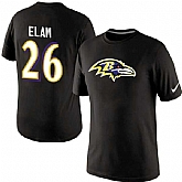 Men Nike Baltimore Ravens 26 ELam Name x26 Number T-Shirt Black,baseball caps,new era cap wholesale,wholesale hats
