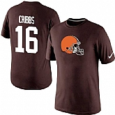 Men Nike Cleveland Browns 16 Cribbs Name x26 Number T-Shirt Brown,baseball caps,new era cap wholesale,wholesale hats