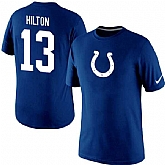 Men Nike Indianapolis Colts 13 TY Hilton Nike Royal Blue Player Name and Number T-Shirt,baseball caps,new era cap wholesale,wholesale hats