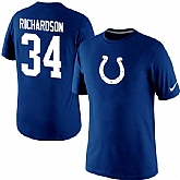 Men Nike Indianapolis Colts 34 Trent Richardson Player Name and Number T-Shirt Royal Blue,baseball caps,new era cap wholesale,wholesale hats