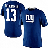Men Nike New York Giants 13 Odell Beckham Jr Name x26 Number T-Shirt Royal Blue,baseball caps,new era cap wholesale,wholesale hats