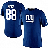 Men Nike New York Giants 88 Hakeem Nicks Name x26 Number T-Shirt Royal Blue,baseball caps,new era cap wholesale,wholesale hats