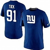Men Nike New York Giants 91 Justin Tuck Replica Name x26 Number T-Shirt Royal Blue,baseball caps,new era cap wholesale,wholesale hats