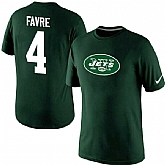 Men Nike New York Jets 4 Brett Favre Name x26 Number T-Shirt Green,baseball caps,new era cap wholesale,wholesale hats