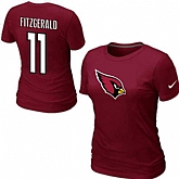 Womens Nike Arizona Cardinals #11 Larry Fitzgerald Name x26 Number Red T-Shirt,baseball caps,new era cap wholesale,wholesale hats