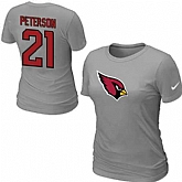 Womens Nike Arizona Cardinals #21 peterson Name x26 Number L.Gray T-Shirt,baseball caps,new era cap wholesale,wholesale hats