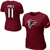 Womens Nike Atlanta Falcons #11 Jones Name x26  Number Red T-Shirt,baseball caps,new era cap wholesale,wholesale hats