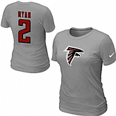 Womens Nike Atlanta Falcons #2 ryan Name x26 Number L.Gray T-Shirt,baseball caps,new era cap wholesale,wholesale hats