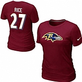 Womens Nike Baltimore Ravens #27 Ed Reed Name x26 Number Red T-Shirt,baseball caps,new era cap wholesale,wholesale hats