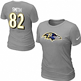Womens Nike Baltimore Ravens #82 Smith Name x26 Number L.Gray T-Shirt,baseball caps,new era cap wholesale,wholesale hats