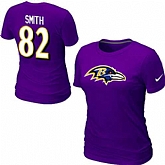 Womens Nike Baltimore Ravens #82 Smith Name x26 Number Purple T-Shirt,baseball caps,new era cap wholesale,wholesale hats