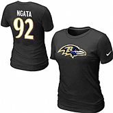 Womens Nike Baltimore Ravens #92 NGATA Name x26 Number Black T-Shirt,baseball caps,new era cap wholesale,wholesale hats