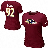 Womens Nike Baltimore Ravens #92 NGATA Name x26 Number Red T-Shirt,baseball caps,new era cap wholesale,wholesale hats