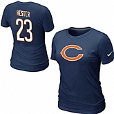 Womens Nike Chicago Bears #23 Devin Hester Name x26 Number D.Blue T-Shirt,baseball caps,new era cap wholesale,wholesale hats