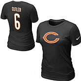 Womens Nike Chicago Bears #6 Jay Cutler Name x26 Number Black T-Shirt,baseball caps,new era cap wholesale,wholesale hats