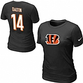 Womens Nike Cincinnati Bengals #14 Andy Dalton Name x26 Number Black T-Shirt,baseball caps,new era cap wholesale,wholesale hats