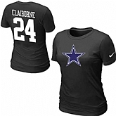 Womens Nike Dallas Cowboys #24 CLAIBORNE Name x26 Number Black T-Shirt,baseball caps,new era cap wholesale,wholesale hats