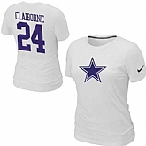 Womens Nike Dallas Cowboys #24 CLAIBORNE Name x26 Number White T-Shirt,baseball caps,new era cap wholesale,wholesale hats