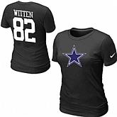 Womens Nike Dallas Cowboys #82 WITTEN Name x26 Number Black T-Shirt,baseball caps,new era cap wholesale,wholesale hats