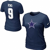 Womens Nike Dallas Cowboys #9 Tony Romo Name x26 Number D.Blue T-Shirt,baseball caps,new era cap wholesale,wholesale hats