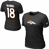 Womens Nike Denver Broncos #18 Peyton Manning Name x26  Number Black T-Shirt,baseball caps,new era cap wholesale,wholesale hats