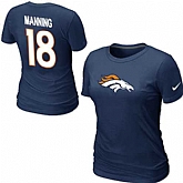 Womens Nike Denver Broncos #18 Peyton Manning Name x26 Number D.Blue T-Shirt,baseball caps,new era cap wholesale,wholesale hats