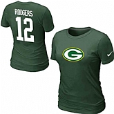 Womens Nike Green Bay Packers #12 Aaron Rodgers Name x26 Number Green T-Shirt,baseball caps,new era cap wholesale,wholesale hats