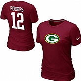 Womens Nike Green Bay Packers #12 Aaron Rodgers Name x26 Number Red T-Shirt,baseball caps,new era cap wholesale,wholesale hats
