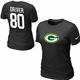 Womens Nike Green Bay Packers #80 Donald Driver Name x26 Number Black T-Shirt,baseball caps,new era cap wholesale,wholesale hats