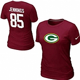 Womens Nike Green Bay Packers #85 JENNNGS Name x26 Number Red T-Shirt,baseball caps,new era cap wholesale,wholesale hats