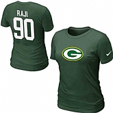 Womens Nike Green Bay Packers #90 RAJI Name x26  Number Green T-Shirt,baseball caps,new era cap wholesale,wholesale hats