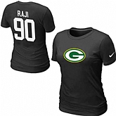 Womens Nike Green Bay Packers #90 RAJI Name x26 Number Black T-Shirt,baseball caps,new era cap wholesale,wholesale hats