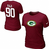 Womens Nike Green Bay Packers #90 RAJI Name x26 Number Red T-Shirt,baseball caps,new era cap wholesale,wholesale hats