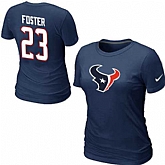 Womens Nike Houston Texans #23 FOSTER Name x26 Number D.Blue T-Shirt,baseball caps,new era cap wholesale,wholesale hats