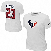 Womens Nike Houston Texans #23 FOSTER Name x26 Number White T-Shirt,baseball caps,new era cap wholesale,wholesale hats