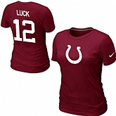 Womens Nike Indianapolis Colts #12 LUCK Name x26 Number Red T-Shirt,baseball caps,new era cap wholesale,wholesale hats